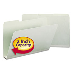 Smead™ Expanding Recycled Heavy Pressboard Folders, 1/3-Cut Tabs: Assorted, Legal Size, 2" Expansion, Gray-Green, 25/Box