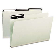 Smead® Recycled Heavy Pressboard File Folders with Insertable 1/3-Cut Metal Tabs, Legal Size, 1" Expansion, Gray-Green, 25/Box