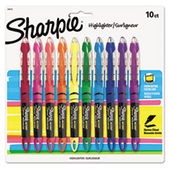 Sharpie® Liquid Pen Style Highlighters, Assorted Ink Colors, Chisel Tip, Assorted Barrel Colors, 10/Set
