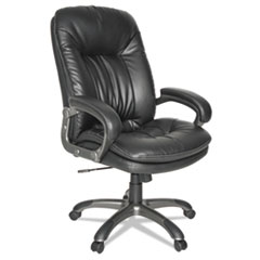 OIF Executive Swivel/Tilt Bonded Leather High-Back Chair, Supports Up to 250 lb, 18.50" to 21.65" Seat Height, Black