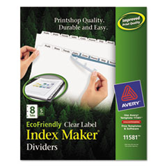 Avery® Index Maker® EcoFriendly Print & Apply Clear Label Dividers with White Tabs