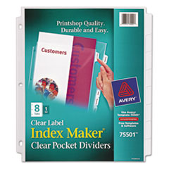 Avery® Index Maker Print & Apply Clear Label Sheet Protector Dividers, 8-Tab, Letter