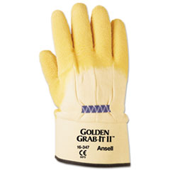 AnsellPro Golden Grab-It II Heavy-Duty Work Gloves, Size 10, Latex/Jersey, Yellow, 12 Pairs