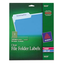 Avery® Clear File Folder Labels, 1/3 Cut, 2/3 x 3 7/16, 450/Pack