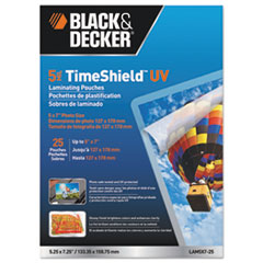 BLACK+DECKER TimeShield UV Laminating Pouches, 5 mil, 5 x 7, 25/Pack