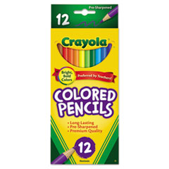 Crayola® Long Barrel Colored Woodcase Pencils, 3.3 mm, 12 Assorted Colors/Set