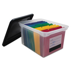 Innovative Storage Designs File Tote with Contents Label, Letter/Legal, Clear/Black