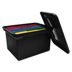 Advantus File Tote Storage Box w/Lid, Legal/Letter, Plastic, Black