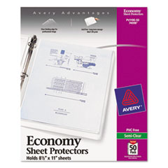 Avery® Top-Load Sheet Protector, Economy Gauge, Letter, Semi-Clear, 50/Box