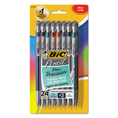 BIC® Xtra-Precision Mechanical Pencil Value Pack, 0.5 mm, HB (#2), Black Lead, Assorted Barrel Colors, 24/Pack
