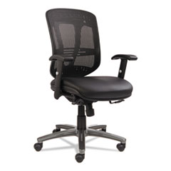 Alera® Multifunction Mid-Back Leather/Mesh Chair, Black