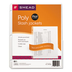 Organized Up Poly Slash Jackets, 2-Sections, Letter Size, Clear, 5/Pack