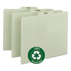 Smead® 100% Recycled Monthly Top Tab File Guide Set, 1/3-Cut Top Tab, January to December, 8.5 x 11, Green, 12/Set