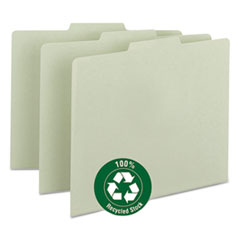 Smead™ Recycled Blank Top Tab File Guides, 1/3-Cut Top Tab, Blank, 8.5 x 11, Green, 100/Box