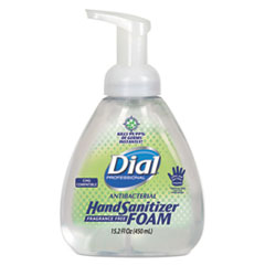 Dial® Professional Antibacterial Foam Hand Sanitizer, 15.2 oz Pump Bottle, Fragrance-Free, 4/Carton