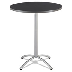 Iceberg CafeWorks Table, Bistro-Height, Round, 36" x 42", Graphite Granite Top, Silver Base