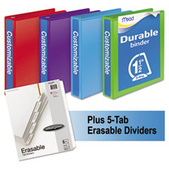 Mead® Durable D-Ring View Binder Plus Pack, 1 1/2" Cap, Assorted Colors, 4/Carton
