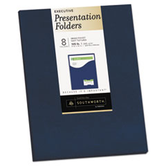 Southworth® One-Pocket Presentation Folders, 8 1/2 x 11, Navy, 8/Pack