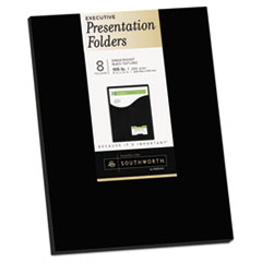 Southworth® One-Pocket Presentation Folders, 8 1/2 x 11, Black, 8/Pack