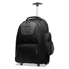 Samsonite® Rolling Backpack, Fits Devices Up to 15.6", Polyester, 14 x 8 x 21, Black/Charcoal