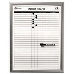 7110015680403 SKILCRAFT Quartet Magnetic In/Out Board, Up to 29 Employees, 18 x 24, White Surface, Anodized Aluminum Frame