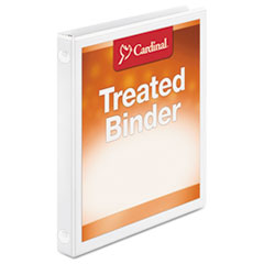Cardinal® Treated Binder ClearVue Locking Round Ring Binder, 3 Rings, 0.5" Capacity, 11 x 8.5, White