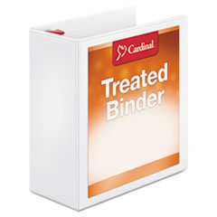 Cardinal® Treated ClearVue Locking Slant-D Ring Binder, 3 Rings, 4" Capacity, 11 x 8.5, White