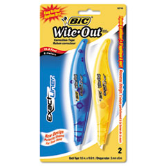 BIC® Wite-Out Exact Liner Correction Tape, 1/5" x 236", Blue/Orange, 2/Pack