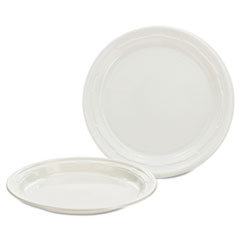 Dart® Plastic Plates, 7" dia, White, 125/Pack, 8 Packs/Carton