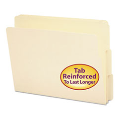 Smead™ Heavyweight Manila End Tab Folders, 9" High Front, 1/3-Cut Tabs: Assorted, Letter, 0.75" Expansion, Manila, 100/Box