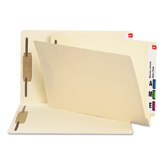 End Tab Fastener Folders with Reinforced Straight Tabs, 14-pt Manila, 2 Fasteners, Legal Size, Manila Exterior, 50/Box