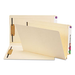Smead™ End Tab W-Fold Fastener Folders with Reinforced Tabs, 1.5" Expansion, 2 Fasteners, Legal Size, Manila, 50/Box