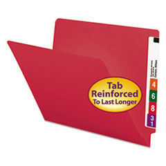 Smead™ Shelf-Master Reinforced End Tab Colored Folders, Straight Tabs, Letter Size, 0.75" Expansion, Red, 100/Box