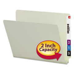Extra-Heavy Recycled Pressboard End Tab Folders, Straight Tabs, Letter Size, 2" Expansion, Gray-Green, 25/Box