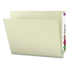 Smead™ Extra-Heavy Recycled Pressboard End Tab Folders, Straight Tabs, Letter Size, 1" Expansion, Gray-Green, 25/Box