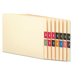 Numerical End Tab File Folder Labels, 0-9, 1.5 x 1.5, Assorted, 250/Roll, 10 Rolls/Box