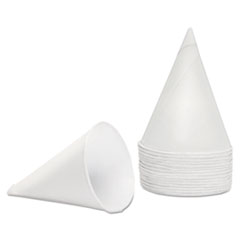 Konie® Rolled Rim, Poly Bagged Paper Cone Cups, 4.5 oz, White, 200/Bag, 25 Bags/Carton