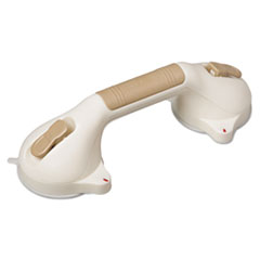 HealthSmart® Suction Cup Grab Bar with BactiX Antimicrobial, White/Beige, 12"