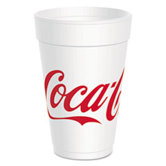 Dart® Coca-Cola Foam Cups, 16 oz, White/Red, 25/Bag, 40 Bags/Carton
