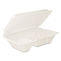 Dart® Foam Hinged Lid Containers, 6.4 x 9.33 x 2.9, White, 100/Bags, 2 Bags/Carton