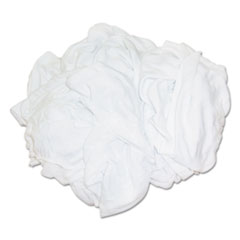 HOSPECO® New Bleached White T-Shirt Rags, Multi-Fabric, 25 lb Polybag