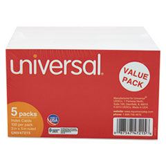 Universal® Ruled Index Cards, 3 x 5, White, 500/Pack