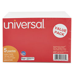 Universal® Ruled Index Cards, 4 x 6, White, 500/Pack