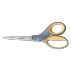 5110016296578 SKILCRAFT Westcott Titanium Bonded Scissors, Non-Stick, 8" Long, 3.5" Cut Length, Straight Gray/Yellow Handle
