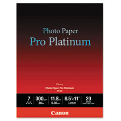 Canon® Photo Paper Pro Platinum, 11.8 mil, 8.5 x 11, High-Gloss White, 20/Pack