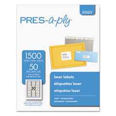 Laser Address Labels, 1 X 2 5/8, Clear, 1500/box