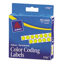 Avery® Handwrite-Only Permanent Self-Adhesive Round Color-Coding Labels in Dispensers, 0.25" dia, Yellow, 450/Roll, (5792)