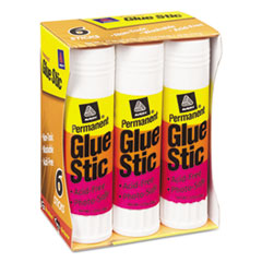 Avery® Permanent Glue Stics, White Application, 1.27 oz, 6/Pack