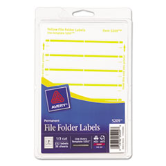 Avery® Print or Write File Folder Labels, 11/16 x 3 7/16, White/Yellow Bar, 252/Pack