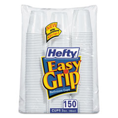 Hefty® Easy Grip Disposable Plastic Bathroom Cups, 3 oz, White, 150/Pack, 12 Packs/Carton